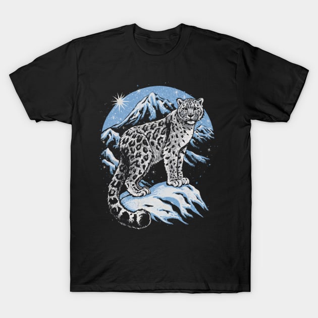 Hunter's Solitude, Snow Leopard T-Shirt by SimpliPrinter